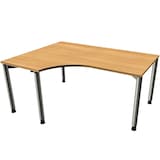 Artikelbild 1 für fm Sidney höhenverstellbarer Schreibtisch buche Bogenform, 4-Fuß-Gestell Rundrohr silber 160,0 x 80,0 cm, Artikelnummer 136277