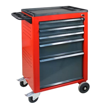 Artikelbild 2 für ADB Basic Werkstattwagen rot 5 Schubladen, Artikelnummer 204110