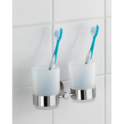 Artikelbild 2 für WENKO Zahnputzbecher Duo Bosio silber, glänzend, Artikelnummer 805232