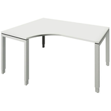 Artikelbild 1 für fm Sidney höhenverstellbarer Schreibtisch weiß Bogenform, 4-Fuß-Gestell Quadratrohr silber 160,0 x 80,0 cm, Artikelnummer 136447