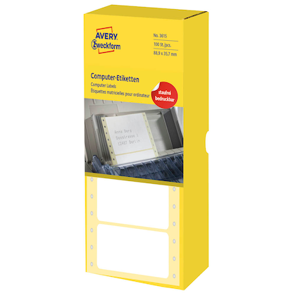 Artikelbild für 4.000 AVERY Zweckform Computer-Endlosetiketten 3615 weiß 88,9 x 35,7 mm, Artikelnummer 703918