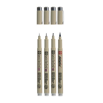 Artikelbild 2 für Sakura Pigma Micron Fineliner-Set farbsortiert 0,25 + 0,45 + 0,60 mm, 4 St., Artikelnummer 937286