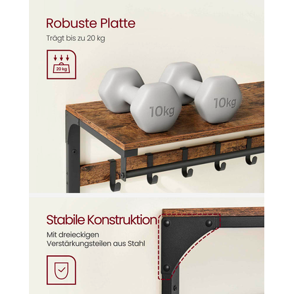 Artikelbild 6 für VASAGLE Wandgarderobe braun Holz 10 Haken 80,0 x 42,0 cm, Artikelnummer 290506