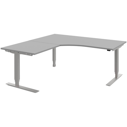 Artikelbild 22 für röhr Techno elektrisch höhenverstellbarer Schreibtisch hellgrau L-Form, C-Fuß-Gestell silber 180,0 x 80,0 cm, Artikelnummer 419395