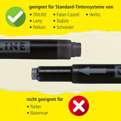 Artikelbild 6 für ONLINE® Kombi Tintenpatronen für Füller schwarz 25 St., Artikelnummer 617359
