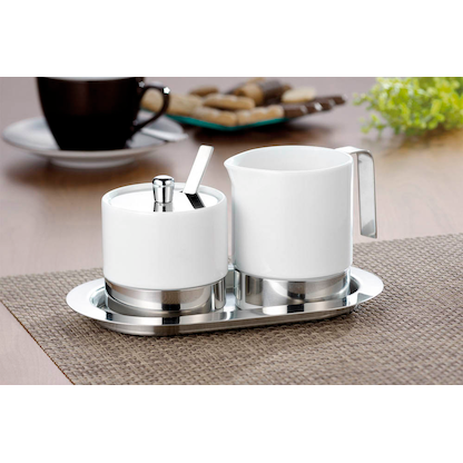 Artikelbild 2 für Esmeyer Milch- und Zucker-Set ADAM weiß/silber, Artikelnummer 220426