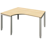 Artikelbild 1 für fm Sidney höhenverstellbarer Schreibtisch königsahorn Bogenform, 4-Fuß-Gestell Quadratrohr silber 160,0 x 80,0 cm, Artikelnummer 136434