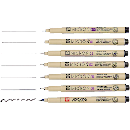Artikelbild 19 für 6 + 1 GRATIS: Sakura Pigma Micron Fineliner-Set schwarz, 6 St. + GRATIS Brush-Pen, Artikelnummer 711487