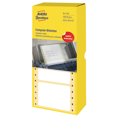 Artikelbild für 3.000 AVERY Zweckform Computer-Endlosetiketten 5103 weiß 88,9 x 48,4 mm, Artikelnummer 703942