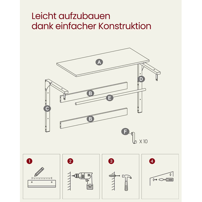 Artikelbild 7 für VASAGLE Wandgarderobe braun Holz 10 Haken 80,0 x 42,0 cm, Artikelnummer 290506
