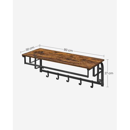 Artikelbild 5 für VASAGLE Wandgarderobe braun Holz 5 Haken 80,0 x 27,0 cm, Artikelnummer 289888