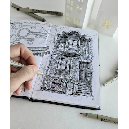 Artikelbild 2 für 6 + 1 GRATIS: Sakura Pigma Micron Fineliner-Set schwarz, 6 St. + GRATIS Brush-Pen, Artikelnummer 711487