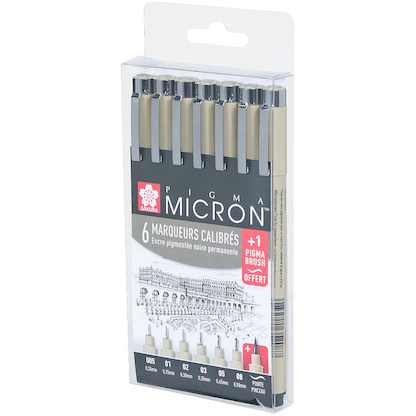 Artikelbild 11 für 6 + 1 GRATIS: Sakura Pigma Micron Fineliner-Set schwarz, 6 St. + GRATIS Brush-Pen, Artikelnummer 711487