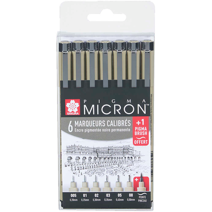 Artikelbild 21 für 6 + 1 GRATIS: Sakura Pigma Micron Fineliner-Set schwarz, 6 St. + GRATIS Brush-Pen, Artikelnummer 711487