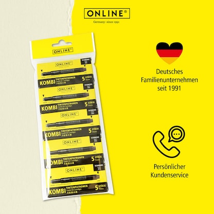 Artikelbild 7 für ONLINE® Kombi Tintenpatronen für Füller schwarz 25 St., Artikelnummer 617359