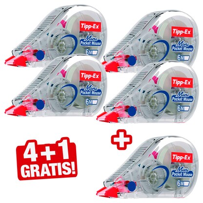 Artikelbild 3 für 4 + 1 GRATIS: 4 Tipp-Ex Korrekturroller Mini Pocket Mouse 5,0 mm + GRATIS 1 St., Artikelnummer 478189