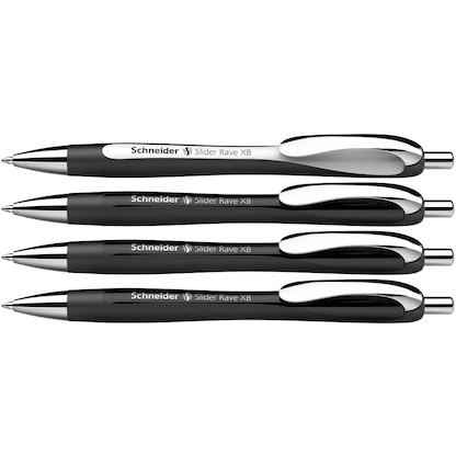 Artikelbild 2 für 3 + 1 GRATIS: Schneider Kugelschreiber Slider Rave XB schwarz, Schreibfarbe: blau, 3 St. + GRATIS 1 Slider Rave XB schwarz, Artikelnummer 284996