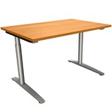 Artikelbild 1 für fm Sidney höhenverstellbarer Schreibtisch buche rechteckig, C-Fuß-Gestell Rundrohr silber 120,0 x 80,0 cm, Artikelnummer 269991