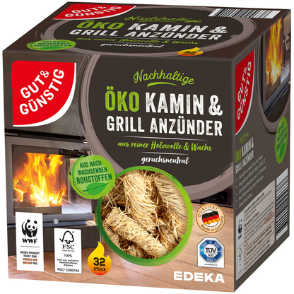 Artikelbild für GUT&GÜNSTIG Kamin- & Grillanzünder braun, 32 St., 32 Stück, Artikelnummer 491072