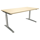 Artikelbild 1 für fm Sidney höhenverstellbarer Schreibtisch königsahorn rechteckig, C-Fuß-Gestell Rundrohr silber 160,0 x 80,0 cm, Artikelnummer 136174