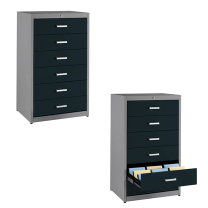 Artikelbild 5 für mauser client cardy Karteischrank alu, anthrazitgrau 6 Schubladen 80,0 x 60,0 x 135,0 cm, Artikelnummer 259503