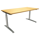 Artikelbild 1 für fm Sidney höhenverstellbarer Schreibtisch buche rechteckig, C-Fuß-Gestell Rundrohr silber 160,0 x 80,0 cm, Artikelnummer 136182
