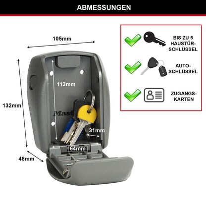 Artikelbild 2 für Master Lock® 5415EURD Schlüsseltresor silber Zahlenschloss, Artikelnummer 727554