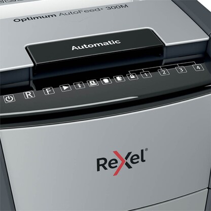 Artikelbild 12 für AKTION: Rexel Optimum AutoFeed+ 300M Aktenvernichter mit Partikelschnitt P-5, 2 x 15 mm, bis 300 Blatt, schwarz mit 70 Euro CashBack, Artikelnummer 267561