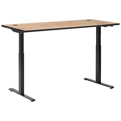 Artikelbild 1 für MÖBELPARTNER 2000 elektrisch höhenverstellbarer Schreibtisch landhaus-eiche rechteckig, T-Fuß-Gestell schwarz 160,0 x 75,0 cm, Artikelnummer 183923