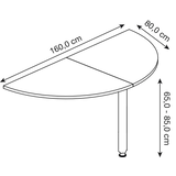Artikelbild 1 für HAMMERBACHER Anbautisch LA160 nussbaum, grau halbrund 160,0 x 80 x 65,5 - 82,5 cm, Artikelnummer 990510