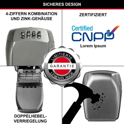 Artikelbild 4 für Master Lock® 5415EURD Schlüsseltresor silber Zahlenschloss, Artikelnummer 727554