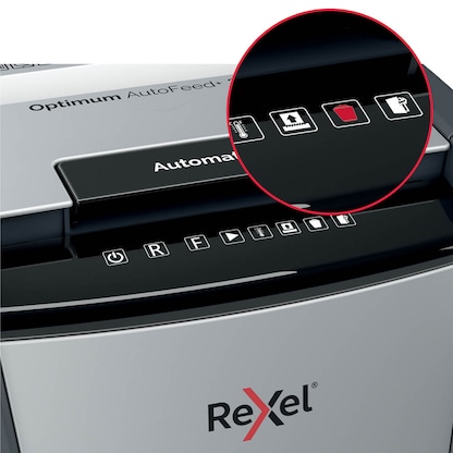 Artikelbild 14 für AKTION: Rexel Optimum AutoFeed+ 300M Aktenvernichter mit Partikelschnitt P-5, 2 x 15 mm, bis 300 Blatt, schwarz mit 70 Euro CashBack, Artikelnummer 267561