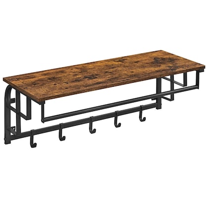 Artikelbild 6 für VASAGLE Wandgarderobe braun Holz 5 Haken 80,0 x 27,0 cm, Artikelnummer 289888