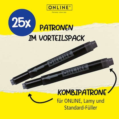 Artikelbild 4 für ONLINE® Kombi Tintenpatronen für Füller schwarz 25 St., Artikelnummer 617359