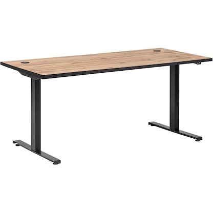 Artikelbild 6 für MÖBELPARTNER 2000 elektrisch höhenverstellbarer Schreibtisch landhaus-eiche rechteckig, T-Fuß-Gestell schwarz 160,0 x 75,0 cm, Artikelnummer 183923