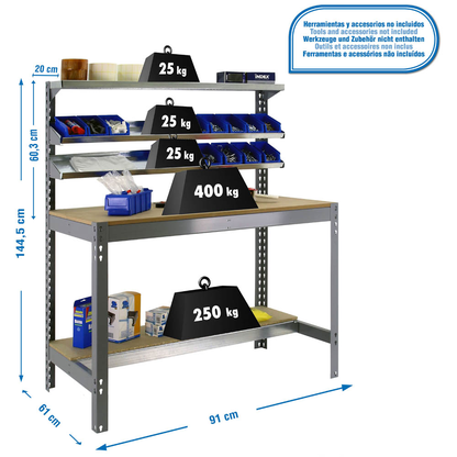 Artikelbild 2 für Simonrack Werkbank SIMONWORK BT1 900 grau 91,0 x 61,0 x 144,5 cm, Artikelnummer 786182