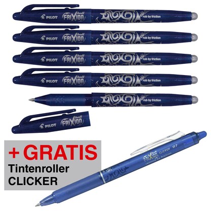Artikelbild 15 für AKTION: PILOT FRIXION ball Tintenroller 0,35 mm, Schreibfarbe: blau, 5 St. + GRATIS Pilot FRIXION ball CLICKER Tintenroller blau 0,4 mm, Artikelnummer 586416