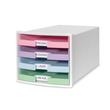 Artikelbild 3 für HAN Schubladenbox IMPULS rosa, lila, blau, grün 1013-129, DIN A4 mit 4 Schubladen, Artikelnummer 372229