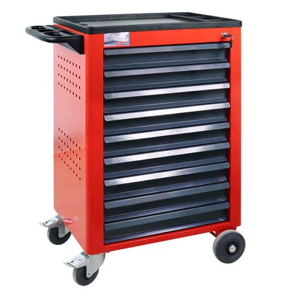 Artikelbild 2 für ADB Basic Werkstattwagen rot 9 Schubladen, Artikelnummer 204154