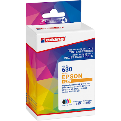 Artikelbild 2 für edding EDD-630 schwarz, cyan, magenta, gelb Druckerpatronen kompatibel zu EPSON 603XL Bk/C/M/Y , 4er-Set, Artikelnummer 476521