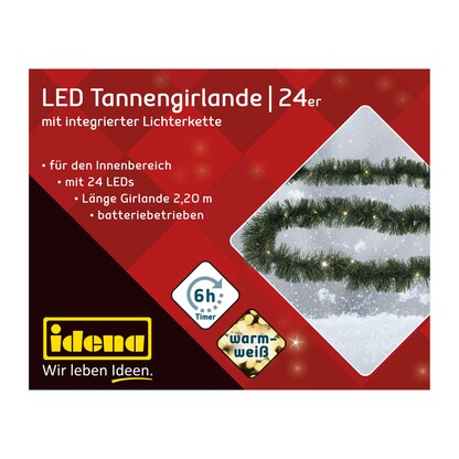 Artikelbild 6 für Idena Tannengirlande 24er LED Lichterkette grün 2,2 m, Artikelnummer 761811
