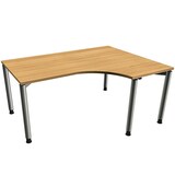 Artikelbild 1 für fm Sidney höhenverstellbarer Schreibtisch buche Bogenform, 4-Fuß-Gestell Rundrohr silber 160,0 x 80,0 cm, Artikelnummer 136587