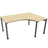 Artikelbild 1 für fm Sidney höhenverstellbarer Schreibtisch königsahorn Bogenform, 4-Fuß-Gestell Rundrohr silber 160,0 x 80,0 cm, Artikelnummer 136707