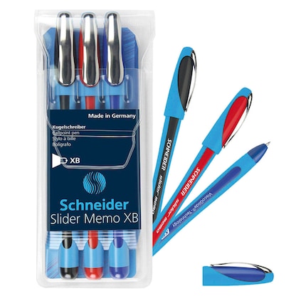 Artikelbild für Schneider Kugelschreiber Slider Memo farbsortiert, Schreibfarbe: farbsortiert, 3 St., Artikelnummer 389841