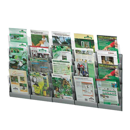 Artikelbild 2 für 5 PAPERFLOW Wandprospekthalter Integral silber DIN A4 20 Fächer, Artikelnummer 569228