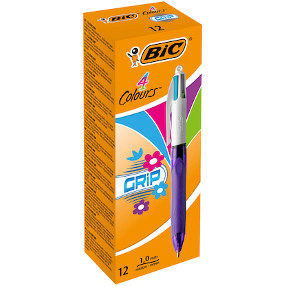 Artikelbild 2 für BIC 4-Farben-Kugelschreiber 4 Colours GRIP Fashion lila/weiß, Schreibfarbe: hellgrün, rosa, violett, türkis, 1 St., Artikelnummer 314274