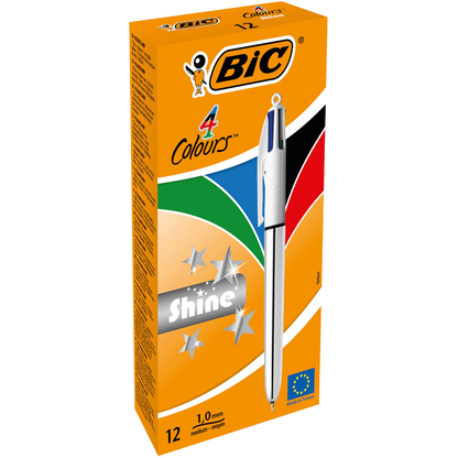 Artikelbild 3 für BIC 4-Farben-Kugelschreiber 4 Colours Shine metallic-silber, Schreibfarbe: blau, schwarz, rot, grün, 1 St., Artikelnummer 314282