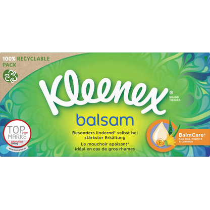 Artikelbild für Kleenex® Taschentücherbox balsam 4-lagig weiß, 56 Tücher, Artikelnummer 654297