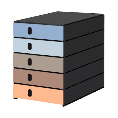 Artikelbild 13 für styro Schubladenbox styroval pro Emotions Beach blau, braun, orange 14-8000.BE, DIN A4 mit 5 Schubladen, Artikelnummer 660573