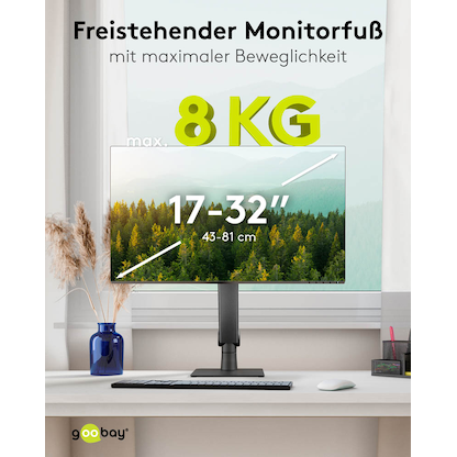 Artikelbild 9 für goobay Monitor-Halterung 70821 schwarz für 1 Monitor, Tischständer, Artikelnummer 656149